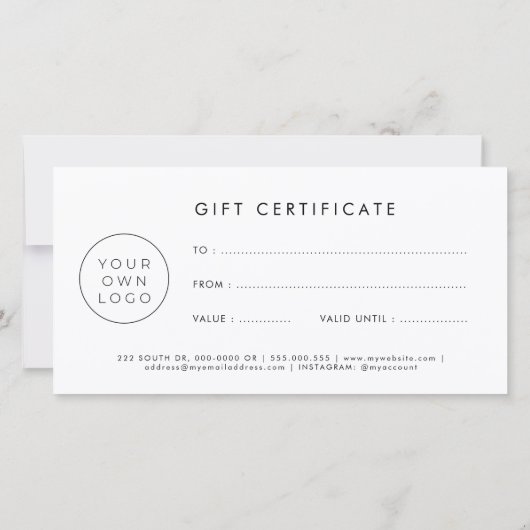 Carte Certificat cadeau coloré moderne avec logo (Dos)