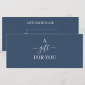 Carte Certificat cadeau commercial bleu marine simple (Devant / Derrière)
