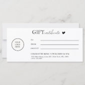 Carte Certificat cadeau commercial Logo spécifique au cl (Dos)