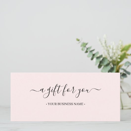 Carte Certificat cadeau commercial minimum de script (Debout devant)