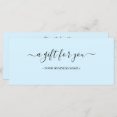 Carte Certificat cadeau commercial minimum de script (Devant / Derrière)