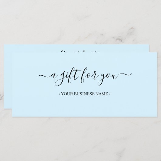 Carte Certificat cadeau commercial minimum de script (Devant / Derrière)