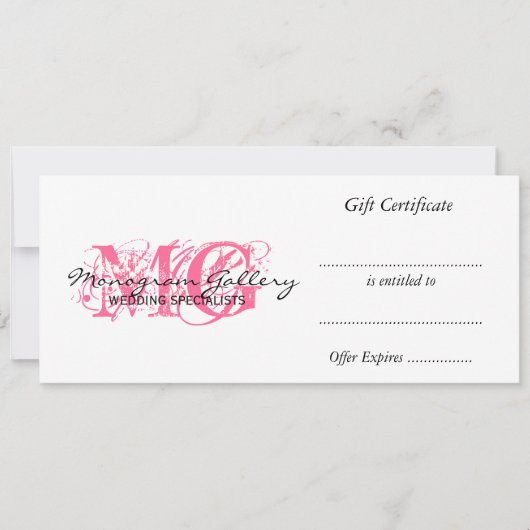 Carte Certificat cadeau commercial Pink Monogram (Devant)