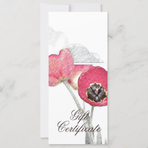 Carte Certificat cadeau crayon dessiné Red Poppy Flower