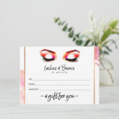 Carte Certificat cadeau Creative Watercolor Lashes/Brows (Debout devant)
