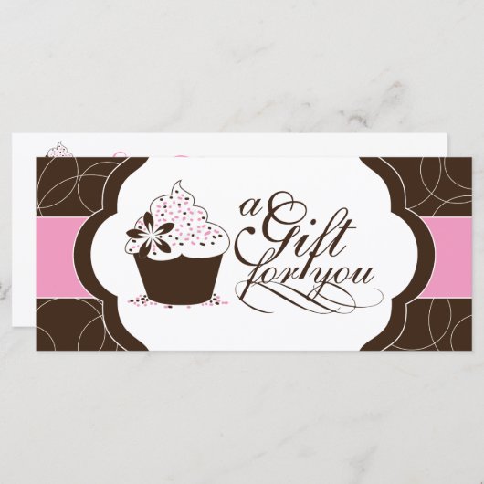 Carte Certificat cadeau Cupcake (Devant / Derrière)
