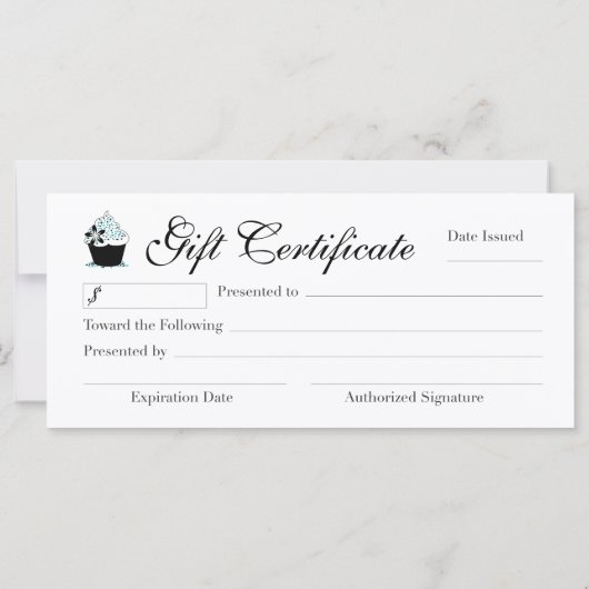 Carte Certificat cadeau Cupcake (Dos)