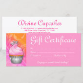 Carte Certificat cadeau Cupcake Couronne rose orange (Devant / Derrière)
