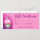 Carte Certificat cadeau Cupcake Couronne rose pourpre (Devant / Derrière)