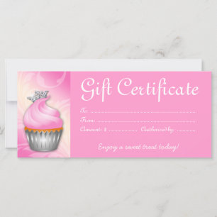 Carte Certificat cadeau Cupcake Crown Pink Silver