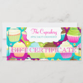 Carte Certificat cadeau Cupcakes coloré (Devant)
