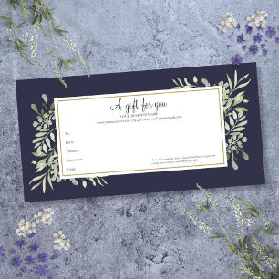 Carte Certificat cadeau d'affaires bleu de la Marine