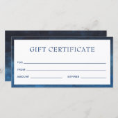 Carte Certificat cadeau d'affaires bleu de la marine mod (Devant / Derrière)