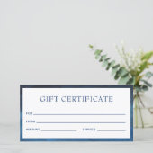 Carte Certificat cadeau d'affaires bleu de la marine mod (Debout devant)