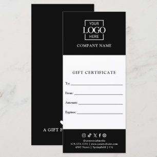 Carte Certificat cadeau d'affaires chic moderne avec log