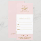 Carte Certificat cadeau d'affaires chic moderne avec log (Devant / Derrière)