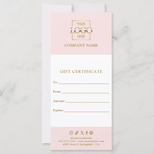 Carte Certificat cadeau d'affaires chic moderne avec log