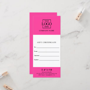 Carte Certificat cadeau d'affaires chic moderne avec log