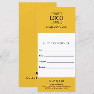 Carte Certificat cadeau d'affaires chic moderne avec log