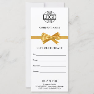 Carte Certificat cadeau d'affaires chic moderne avec log