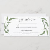 Carte Certificat cadeau d'affaires Feuille de verdure (Dos)
