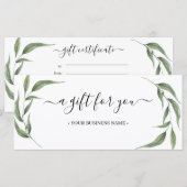 Carte Certificat cadeau d'affaires Feuille de verdure (Devant / Derrière)