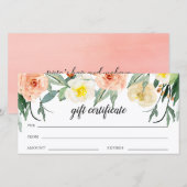 Carte Certificat cadeau d'affaires floral (Devant / Derrière)