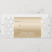 Carte Certificat cadeau d'affaires Gold & Silver Dots Sa (Dos)