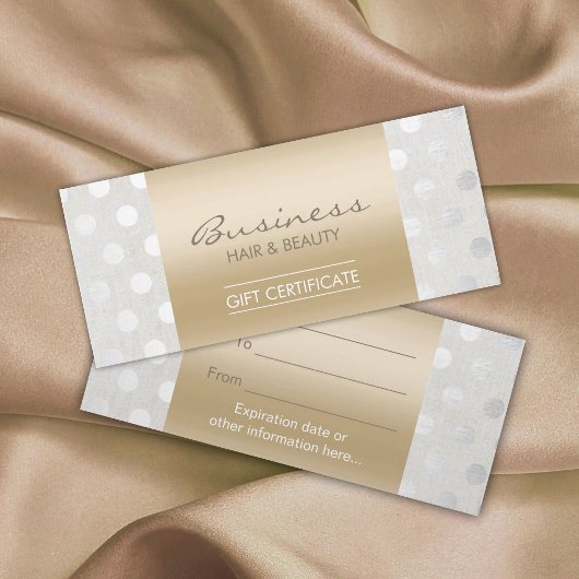 Carte Certificat cadeau d'affaires Gold & Silver Dots Sa