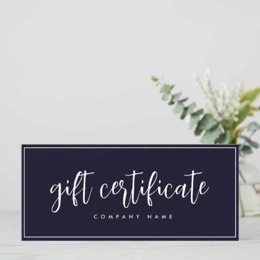 Carte Certificat cadeau d'affaires minimal de la Boutiqu (Debout devant)