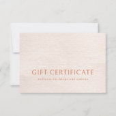 Carte CERTIFICAT CADEAU D'AFFAIRES, minimaliste moderne  (Devant)