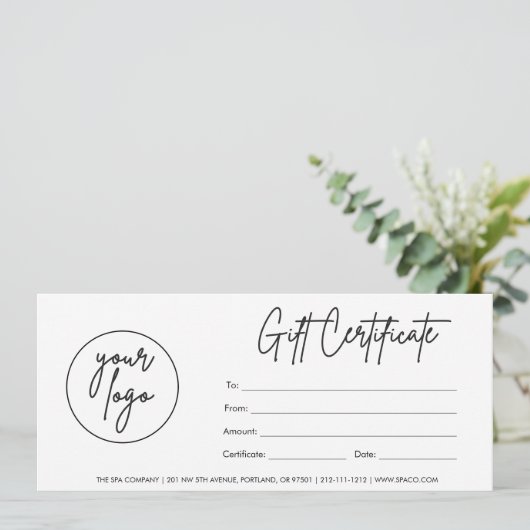 Carte Certificat cadeau d'affaires moderne Script avec l (Debout devant)