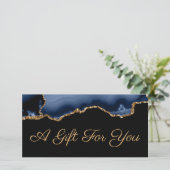 Carte certificat-cadeau d'agate bleu (Debout devant)