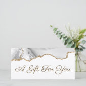 Carte certificat cadeau d'agate gris blanc (Debout devant)