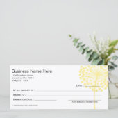 Carte Certificat cadeau Dandelion Jaune Design 3 (Debout devant)