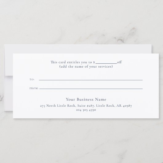 Carte Certificat cadeau d'aquarelle bleue (Dos)