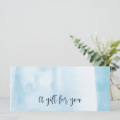 Carte Certificat cadeau d'aquarelle bleue (Debout devant)