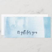 Carte Certificat cadeau d'aquarelle bleue (Devant / Derrière)