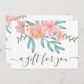 Carte Certificat cadeau d'aquarelle rose corail (Devant / Derrière)