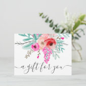 Carte certificat cadeau d'aquarelle rose menthe (Debout devant)