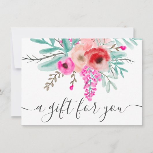 Carte certificat cadeau d'aquarelle rose menthe (Devant)