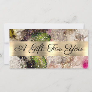 Carte Certificat cadeau d'aquarelle rose verte
