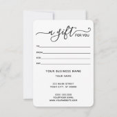 Carte Certificat-cadeau d'astrologie de l'arbre de vie T (Dos)