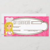 Carte Certificat cadeau de 4"x9" Blonde Baker Coupe rose (Dos)