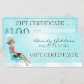 Carte Certificat cadeau de beauté déesse (Devant / Derrière)