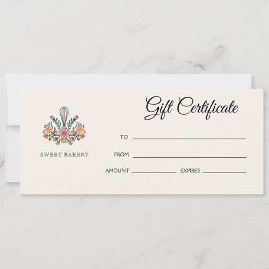 Carte Certificat cadeau de boulangerie (Devant)