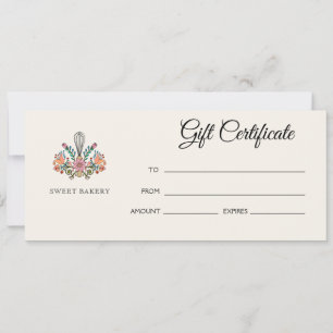 Carte Certificat cadeau de boulangerie