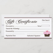 Carte Certificat cadeau de boulangerie (Dos)