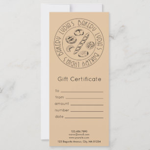 Carte Certificat Cadeau de Boulangerie Kraft Personnalis