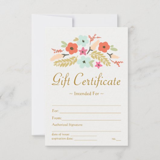 Carte Certificat cadeau de bouquet de fleurs (Devant)